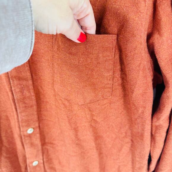 UNTUCKit Men’s Slim Fit Orange Brushed Flannel Button Down Shirt Large - Picture 4 of 8